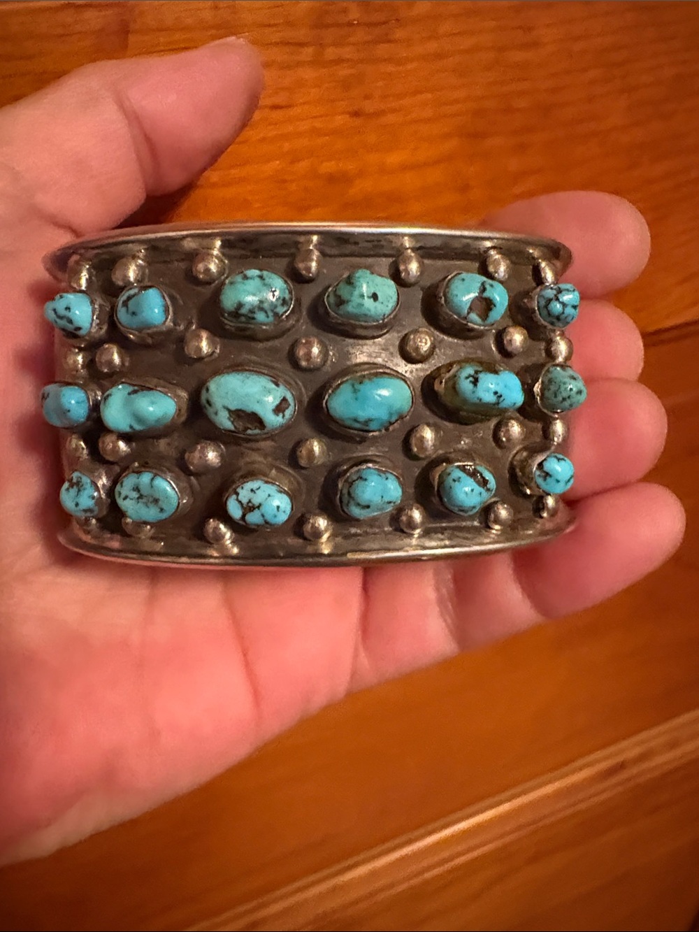 Southwestern Navajo Turquoise and Silver 925 Women's Cuff Bracelet - Picture 10 of 10